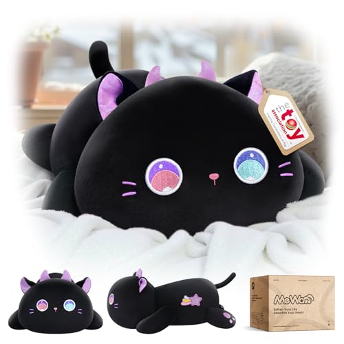 Mewaii Süßes Lila Katze Kuscheltier Plüschkissen für Kinder,Weiche 33 cm Kuscheltiere,Kawaii Plüschtier Katze,Entspannungs und Dekorationskissen für Mädchen