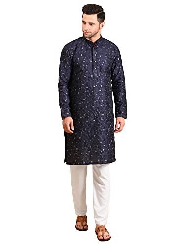 Image of Uri and MacKenzie Embroidery Silk Men's Kurta Pyjama Set