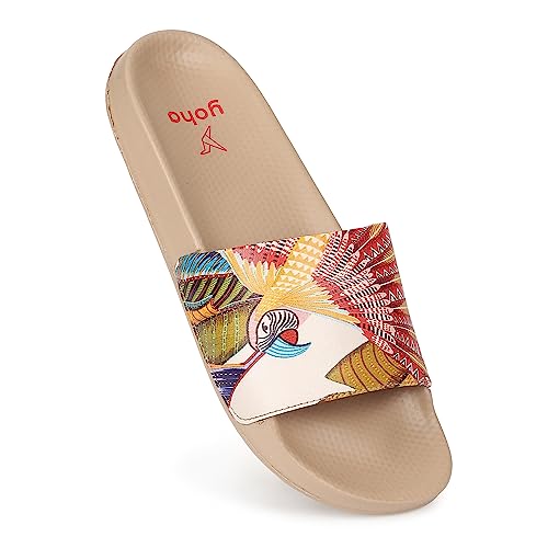 Image of YOHO Tropica Printed Comfortable Women Slides | Stylish Rainy Footwear & Waterproof Monsoon Sandals | Soft Inner Lining On Strap