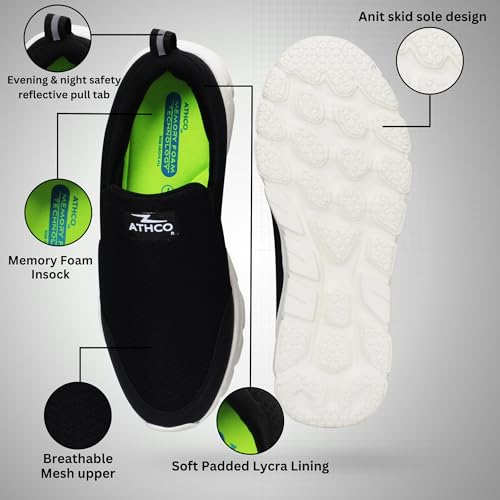 Image of ATHCO Mens Oxyflo Walking Shoes for Man, Lightweight Breathable Comfort Slip-On Casual Shoes for Man with Memory Foam Insole, Lightweight, Comfort Walking Shoe for Men for All-Day Comfort