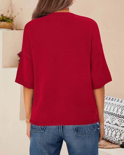 Image of Womens Cardigan Sweaters Short Sleeve 2025 Button Up Y2k Summer Crew Neck Crop Lightweight Knit Shirt Tops