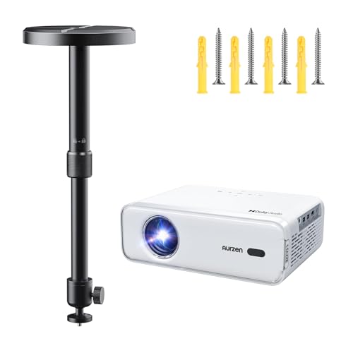 Image of Aurzen EAZZE D1 Smart Projector with Adjustable Ceiling/Wall Mount Bundle – Built-in Netflix, Auto Focus/Keystone & Height-Adjustable Universal Mount