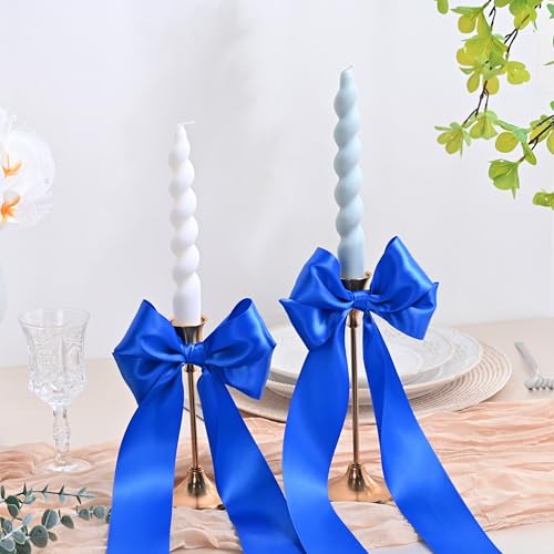 Image of Double Face Royal Blue Satin Ribbon 2 inch X 25 Yards Polyester Royal Blue Ribbon for Gift Wrapping Very Suitable for Weddings Party Hair Bow Invitation Decorations and More