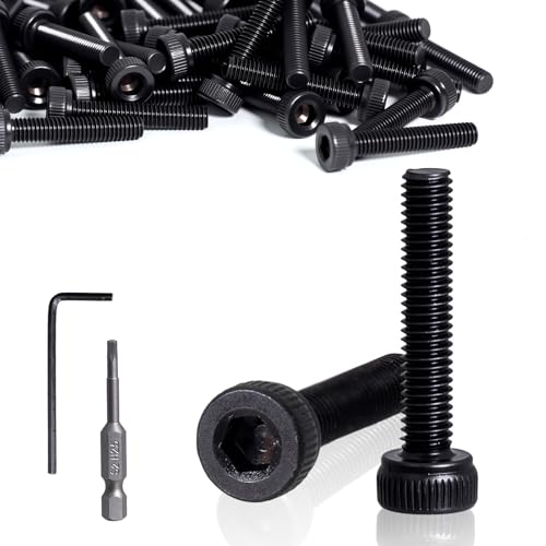 KINETOX 100 Piezas Tornillos Allen DIN 912 Tornillos de Cabeza Cilíndrica Hexagonal Interior Tornillo Negros de Acero al Carbono M3x10mm Totalmente Roscados para Máquinas CNC Vehículos Muebles DIY