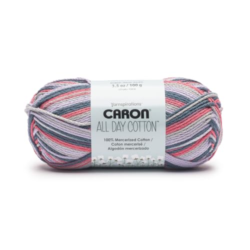 Image of Caron All Day Cotton Prints Yarn for Crocheting, Morning Air, 3-Pack