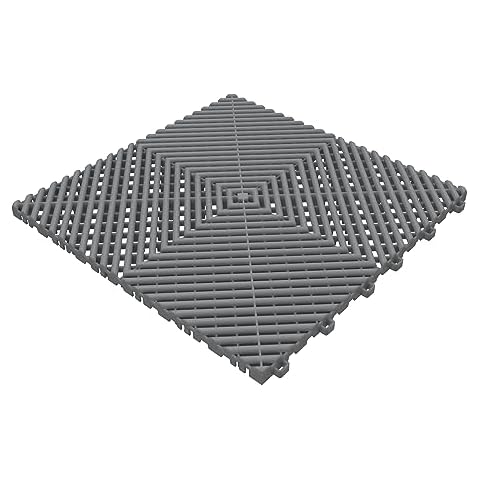 HOTSYSTEM Durable Polypropylene Interlocking Modular Garage Floor Tiles, Versatile Interlocking Floor Tiles, 15.7'' x 15.7'' x 0.7''(Thickness) Flooring Tile(20 Pack), Grey Cover
