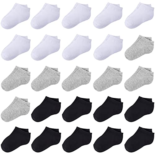 Image of Duufin 25 Pairs Toddler Ankle Socks Low Cut Kids Half Cushion Socks Low Rise Ankle Socks for Boys and Girls