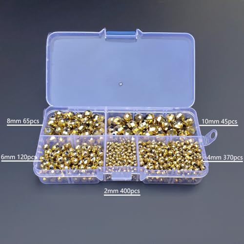 Image of Light Gold Rondelle Glass Beads for Jewelry Making, Faceted Briolette Crytal Spacer Beads for Bracelet Necklace Earring (2mm 4mm 6mm 8mm 10mm Mixed Sizes, 1000pcs)