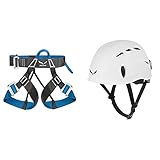 Produkt 2: Gewicht:370 g Salewa Unisex Klettergurt VIA Ferrata EVO, Carbon/Polar Blue, M/XXL, 00-0000000804 & Unisex – Erwachsene Helmet TOXO, weiß, Uni