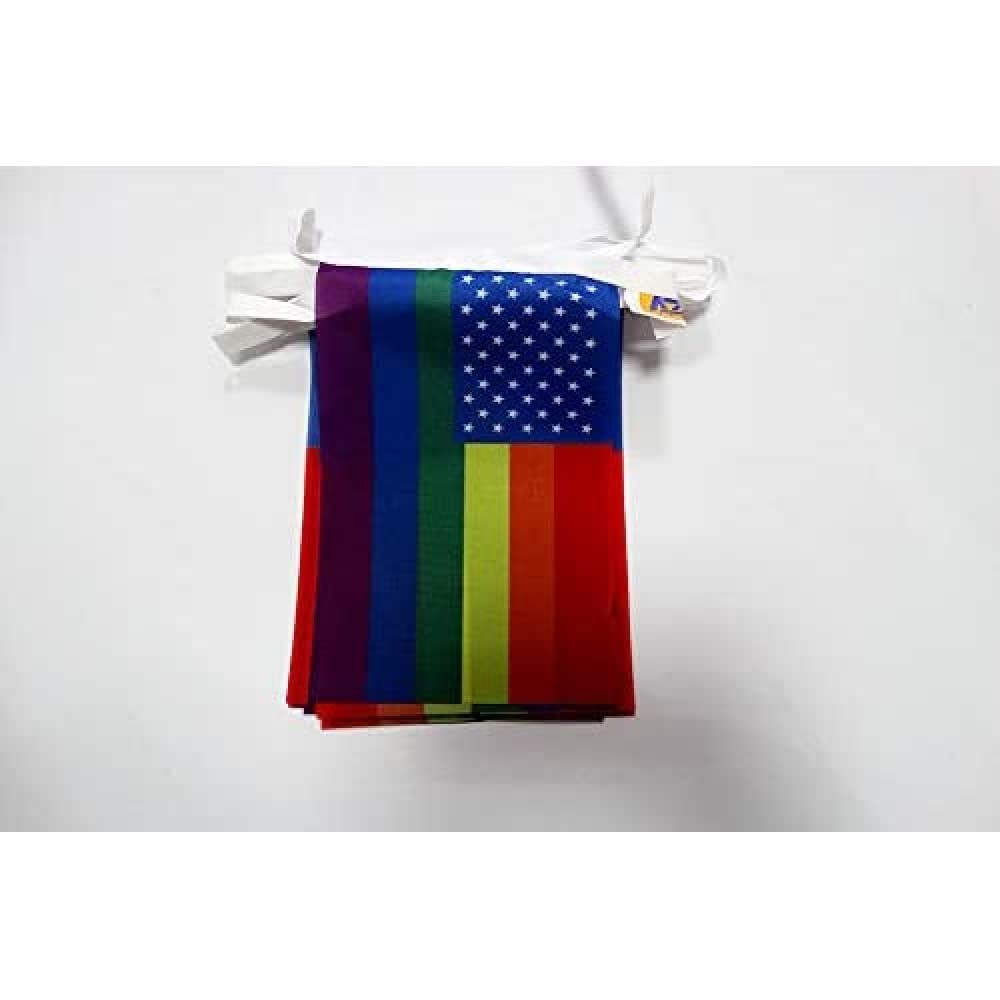 AZ FLAG Rainbow USA Bunting 20 ft 20 flags Light Polyester