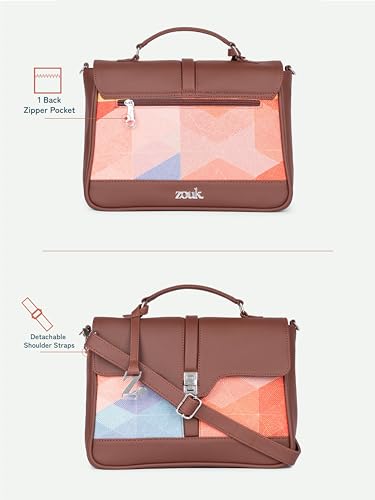 Image of ZOUK | Women's Vegan Leather | Stylish Handbag with Adjustable Strap, Top Handle |