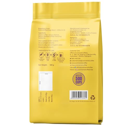 Image of Continental Strong Instant Coffee Powder | 500gm Pouch | Bold Flavor | Rich Aroma | Affordable pack | Perfect for Espresso, Cappuccino, and Black Coffee Lover | Ideal for HORECA | Institutional Pack