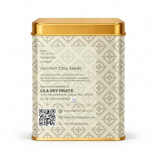 Image of LILA DRY FRUITS Chia Seeds 400 Grams for Eating Raw Healthy Superfood Fiber Rich Omega 3 Seeds for Weight Management | Smoothies Detox Drinks Salad Toppings Daily Nutrition Perfect for Gifting