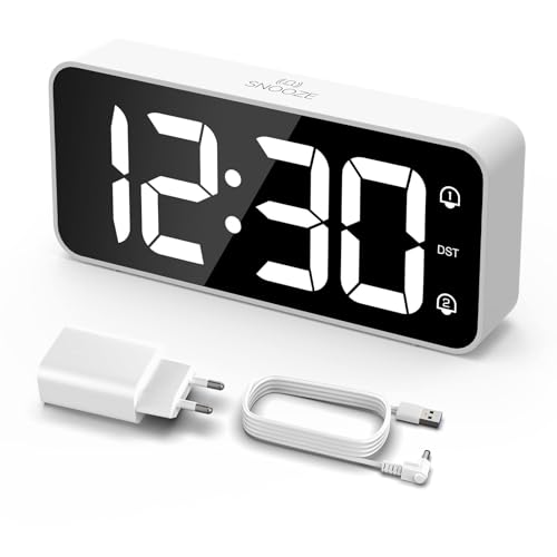 LATEC Wecker Digital, LED Digitaler Wecker mit 2 Alarme Snooze, Digital Uhr...