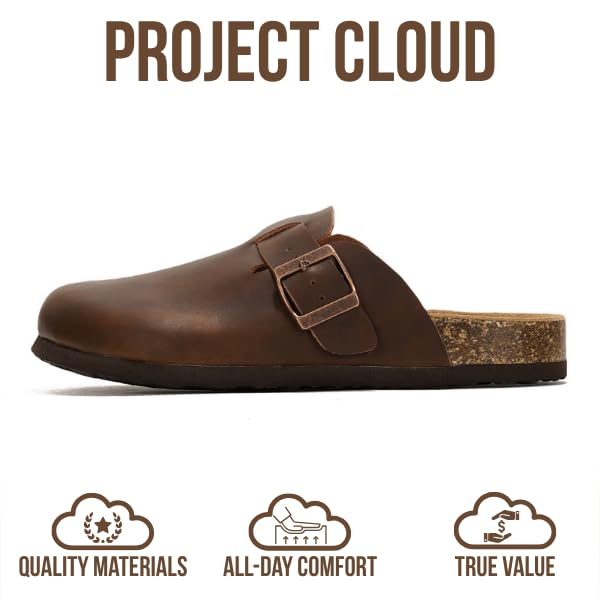 Image of Project Cloud 100% Genuine Leather Footbed Clogs for Women - Memory Foam Arch Support Slippers for Women - Trendy Slip-ons Women's Mules & Clogs Sandals