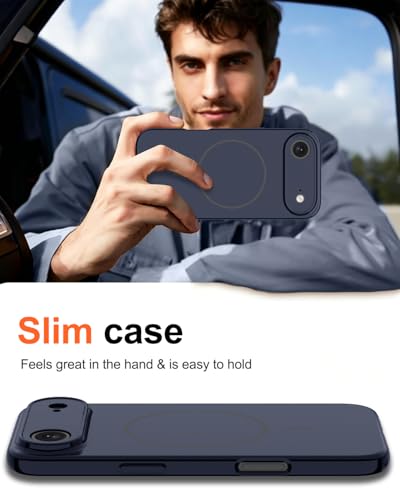 Image of Magnetic for iPhone Air Case,Shockproof Matte Cover,Deep Blue | with Screen Protector,Compatible with MagSafe,Military Grade Drop Protection,Full Camera Protection,Non-Slip Design Case