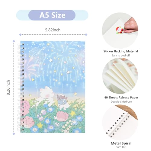 Álbum reutilizable para colección de pegatinas, 40 hojas en blanco, tamaño A5 (Azul-4) miniatura 2