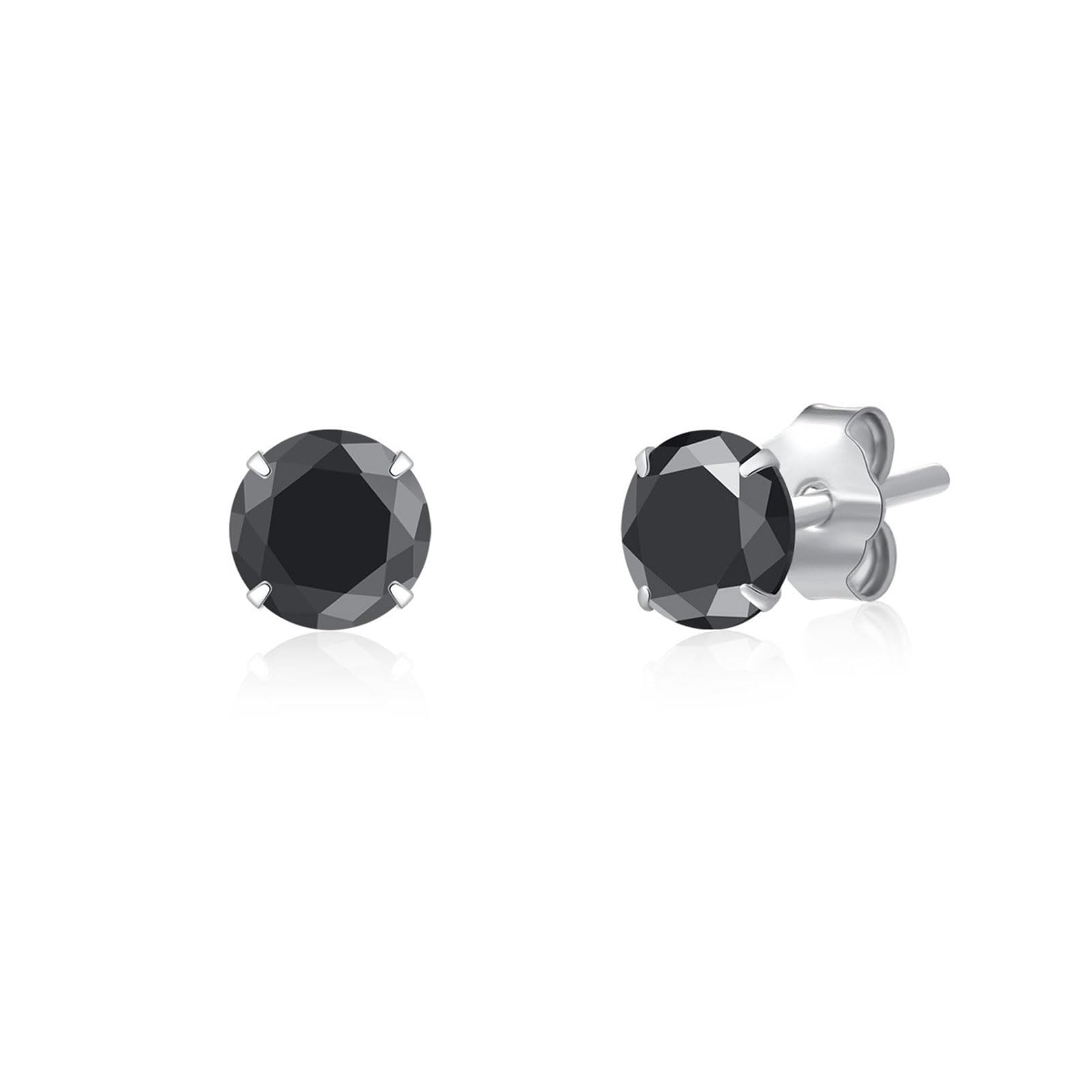 4/5/6 Paar 925 Sterling Silber Schwarz Cubic Zirkonia Ohrstecker Set 3-8mm für Männer Frauen