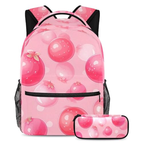 Sac à dos et trousse motif fruits roses motif multicolore fun