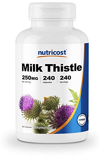 Nutricost Milk Thistle 250mg (1000mg Equivalent), 240 Vegetarian Capsules - 4:1 Extract - Non-GMO and Gluten Free