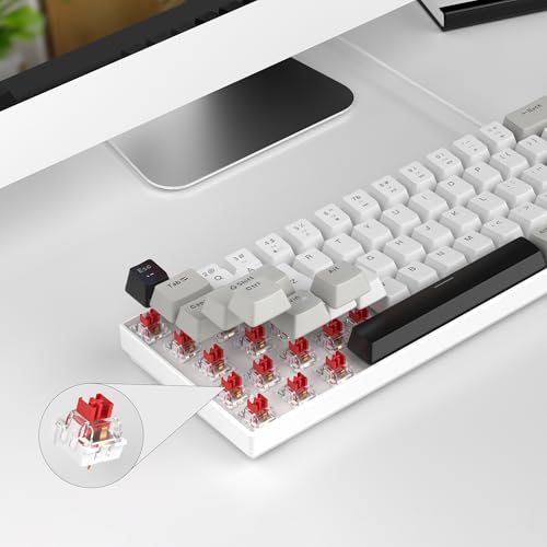 Image of MageGee Portable 60% Mechanical Gaming Keyboard, MK-Box LED White Backlit Compact 68 Keys Mini Wired Office Keyboard with Red Switch for Windows Laptop PC Mac - Grey