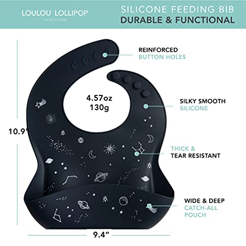 Loulou Lollipop Silicone 2 pack Bib set - Space/Slate, waterproof 2 pk for baby, infant, toddler4