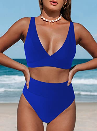 Image of Hilinker Women's Leopard Bikini Swimsuits V Neck High Waisted 2 Piece Bathing Suits