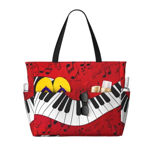 Sac de plage notes de musique pour femme grand cabas en toile idéal pour l'été et vos sorties