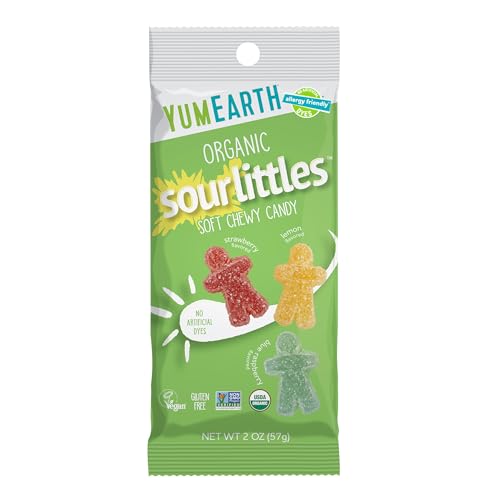 Image of YumEarth Organic Sour Littles Chewy Candy - Allergy Friendly (Top 9 Free), No Artificial Dyes or Flavors, Non GMO, Gluten Free, Vegan Candy Snacks - 2 oz.