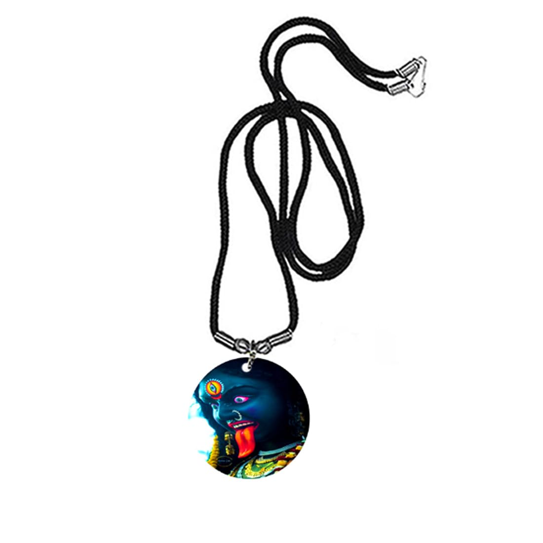 Maa Kali Rudra Swaroop Blue Acrylic Pendant with Cord Chain for Men Women, Religious Kali Mata Photo Pendant, Spiritual Jewelry Gift for Prayer, Temple & Festivals-image-24