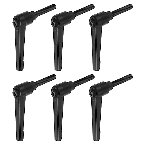 Image of HARFINGTON 6pcs Adjustable Clamping Lever Handles M6 x 40mm Male Thread Bolt Knobs Rotating Screw Locking Quick Release Ratchet Push Button Handle, Black
