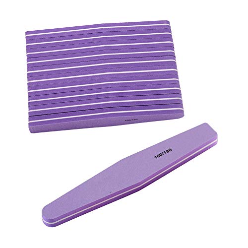 10Pcs Nail Files and Buffers for Nail Art Care Double Sides Design 100/180 Grit Nail File Block Professional Sponge Nail Buffer Blocks Tools, Purple