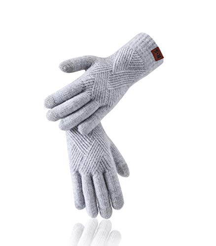 Preisvergleich Produktbild Reach Star Winter-Strickhandschuhe für Damen, Touchscreen-Handschuhe, elastisch, warm, weich - Grau - Groß