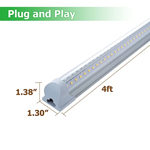 Holdwill 6 Pack T8 Led 4Ft 40W Integrated V Shaped Tube Light,Linkable White Daylight 6000K Integrated Fixture Garage Lights, Indoor Led Shop Lights For Workshop With On/Off Switch Cable Clear Cover #TOP5