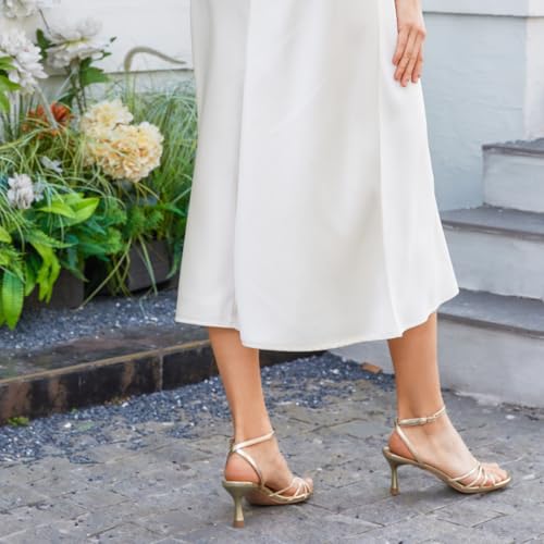 wetkiss Womens Sandals Round Open Toe Kitten Heels Adjustable Ankle Strap Low Heels Heeled Sandals for Women Summer Dress Shoes Not Suitable for Wide Feet4