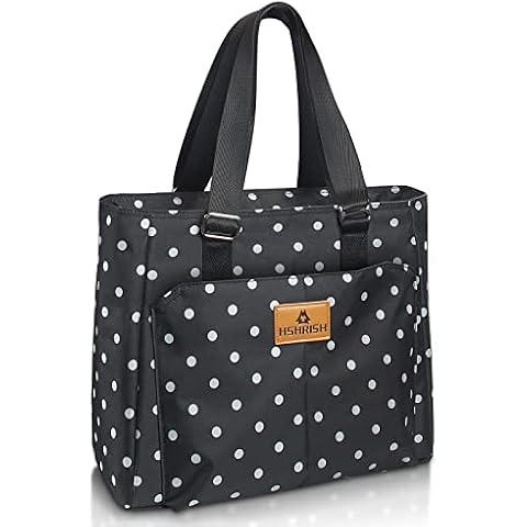 HSHRISH Cool Bag Picnic Bag Lunch Bag Women's Shopping Bag 15 litres Work Picnic Travel Beach Anti-Loss Zip Practical Insulated Bag Black Cover