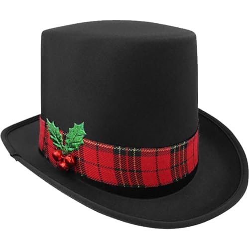 Zghhc Schwarzer Weihnachts-Zylinder, Weihnachtsmütze,...