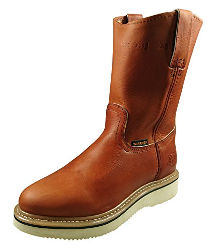 Men's Genuine Leather Work Boots Pull On Cowboy Honey and Black