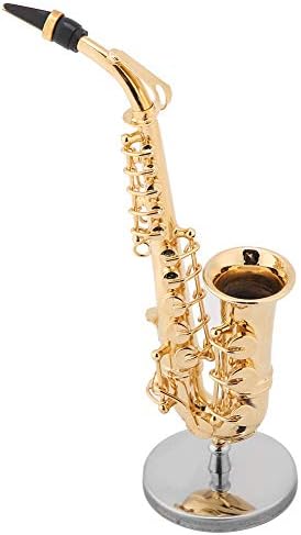 Miniature Tenor Saxophone with Stand And Case,Brass Golden Mini Musical Instrument Model,Lovely Trumpet Boxed Top Grade Gift Musical Ornaments Decoration