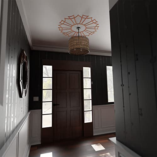Image of Ekena Millwork 26 inchOD x 9 1 /8 inchID x 1 /4 inchT Augustus Wood Fretwork Pierced Ceiling Medallion, Cherry