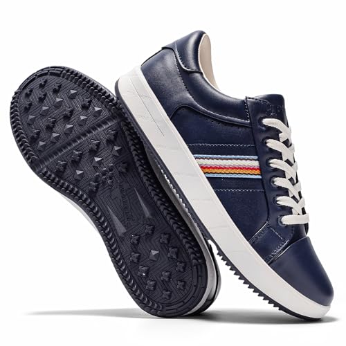 Image of UOFEIY Men's Golf Shoes Professional Spikeless Leather Sneakers Non Slip Low Top Lightweight Breathable Waterproof Golf Club Training