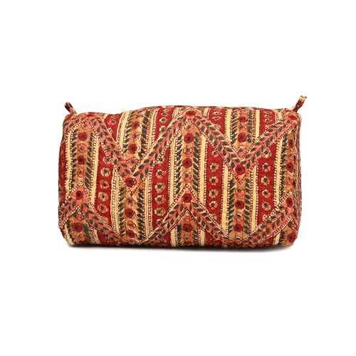 Image of Block N Style's Travel Hanging Toiletry Bag Pouch Dopp Kit for Men and Women Organizer for Cosmetics, Makeup Brushes, Jewelry, Shaving Tools and Travelling Accessories (Red Orange)