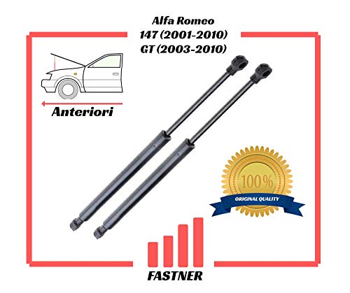 Compatibile con Alfa Romeo Coppia Ammortizzatori Molle a Gas Pistoni Pistoncini Anteriori Cofano Motore 147 (2001-2010), GT (2003-2010) 46739202