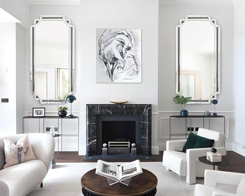 Chende 24" x 47" Large Mirror for Decor, Decorative Wall Mirror with Beveled Edge and Glass Pieces, Rectangle Wall Decor for Living Room, Bathroom, Bedroom, Dining Room, Horizontal/Vertical Hanging - Image 4