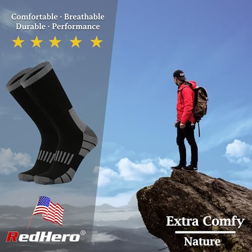 Men's Cotton Heavy Thick Full Cushion Crew Socks Moisture Wicking Control Thermal Winter Athletic Steel Toe Work Boot3