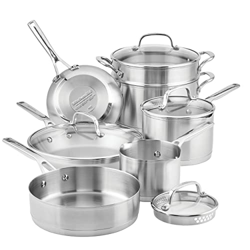 Best KitchenAid Tri-Ply Cookware 2 11-Piece Stainless Steel Cookware Set with 3-Ply B
