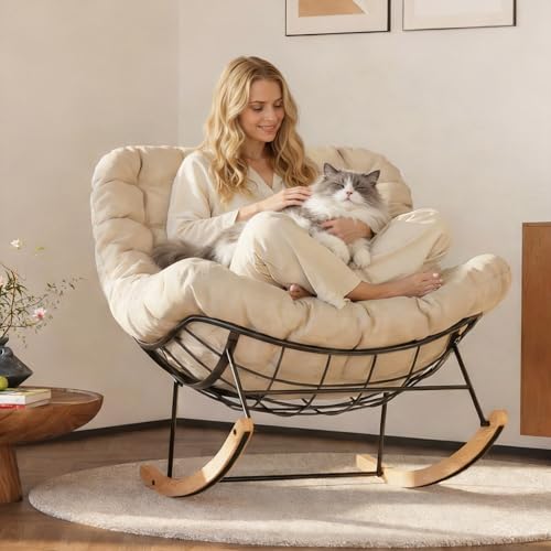 FLEXISPOT Oversized Rocking Accent Chair with Thick Cushion & Bonus