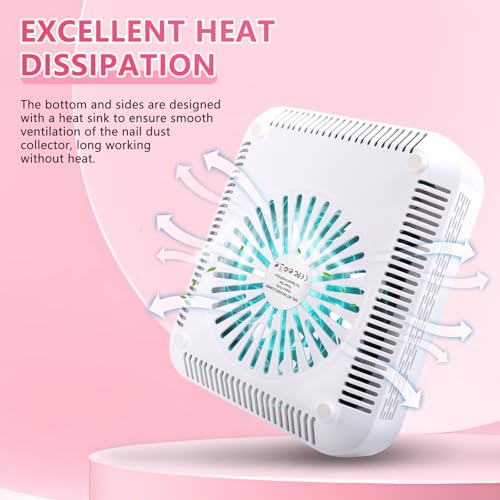 Extractor de polvo para uñas con luz LED y 2 filtros reutilizables miniatura 6