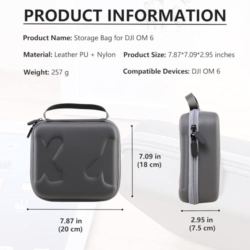 شنطة سفر لحامل الموبايل دي جيه اي اوسمو 6، حافظة تخزين محمولة مقاومة للماء ومتينة، حقيبة حمل صلبة تناسب حامل مثبت الموبايل دي جيه اي اوسمو موبايل 6 واكسسواراته (رمادي)