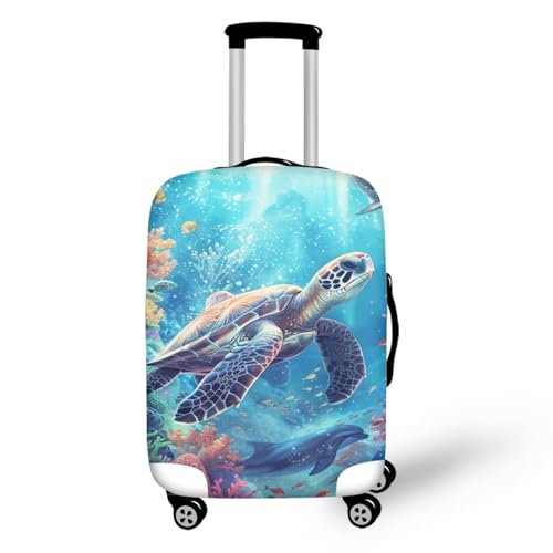 Cozeyat Travel Luggage Cover Blue Sea Turtle Suitcase Protector Protector Elastic Anti-Scratch Washable, Suitcase Cover for Wheeled Suitcase Kid Adult Travel Baggage Accessories, Small